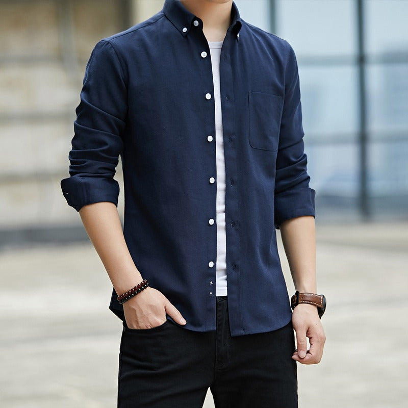 Camisa para hombre de algodón slim fit con bolsillo - Mauro