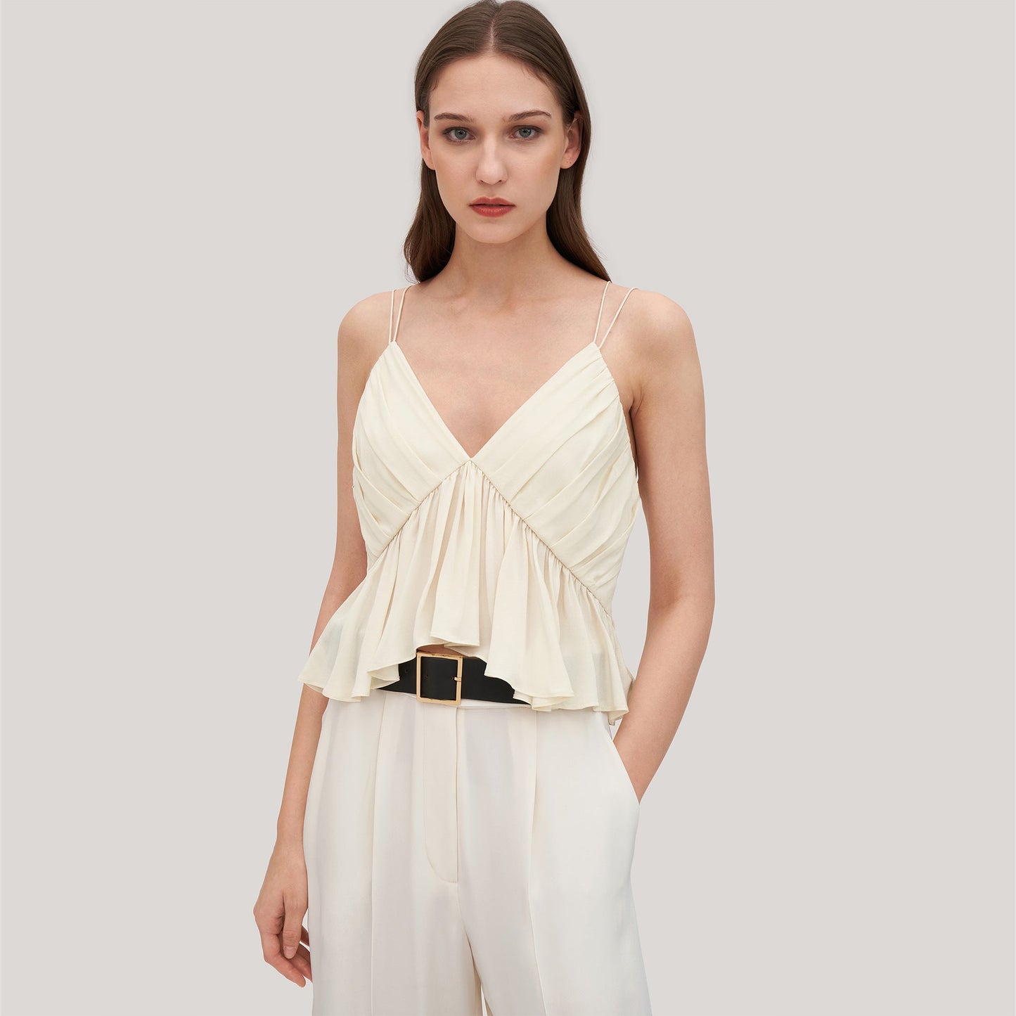 Alossa - Elegante camiseta de tirantes con escote en V