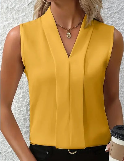 Sina - Elegante blusa sin mangas con escote en V para mujer