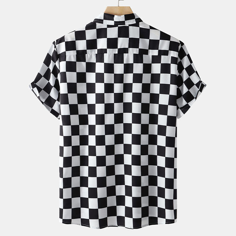 Camisa de hombre de manga corta a cuadros para cualquier ocasión