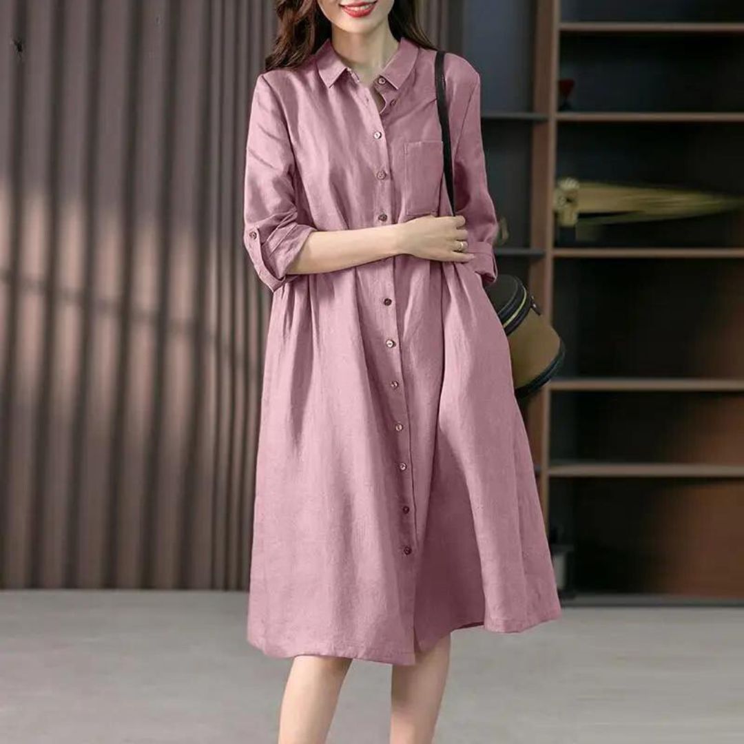 Juliette - Vestido camisero con tapeta de botones y bolsillo en el pecho