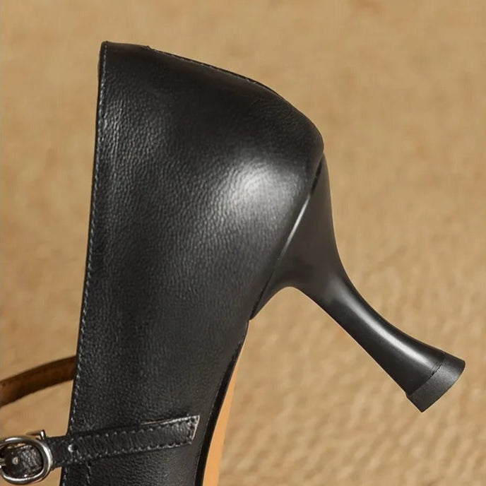 Zapatos de tacón para mujer diseño T-bar elegante acabado liso - Celestine