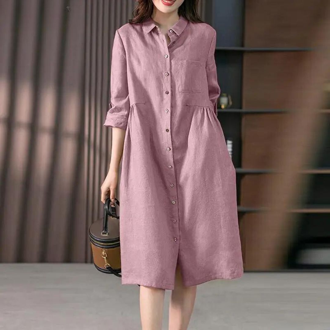 Juliette - Vestido camisero con tapeta de botones y bolsillo en el pecho