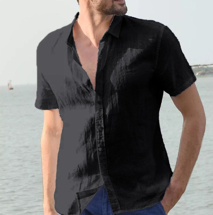 Camisa hombre lino manga corta estilo casual - Iván