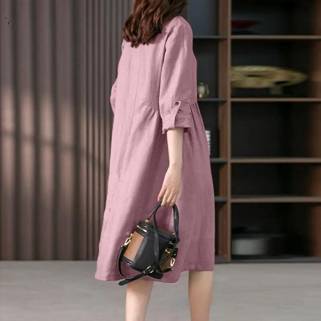 Juliette - Vestido camisero con tapeta de botones y bolsillo en el pecho
