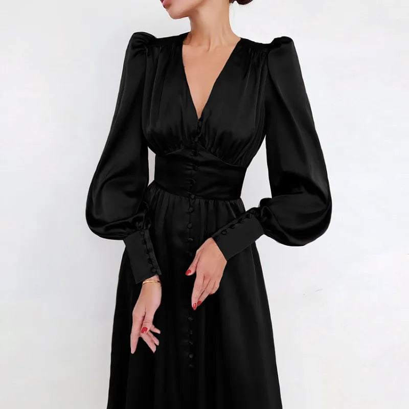 Jena - Vestido entallado con mangas farol