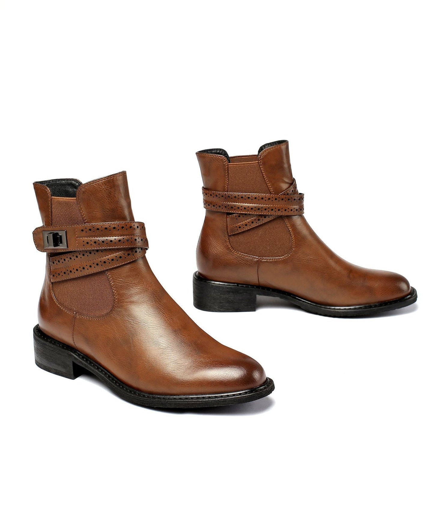 Botines de tacon grueso con hebilla - Elina