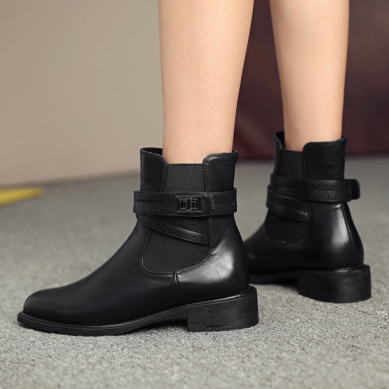 Botines de tacon grueso con hebilla - Elina