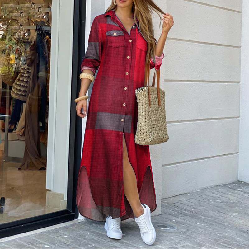 Vestido largo mujer camisero denim degradado con botones - Helena
