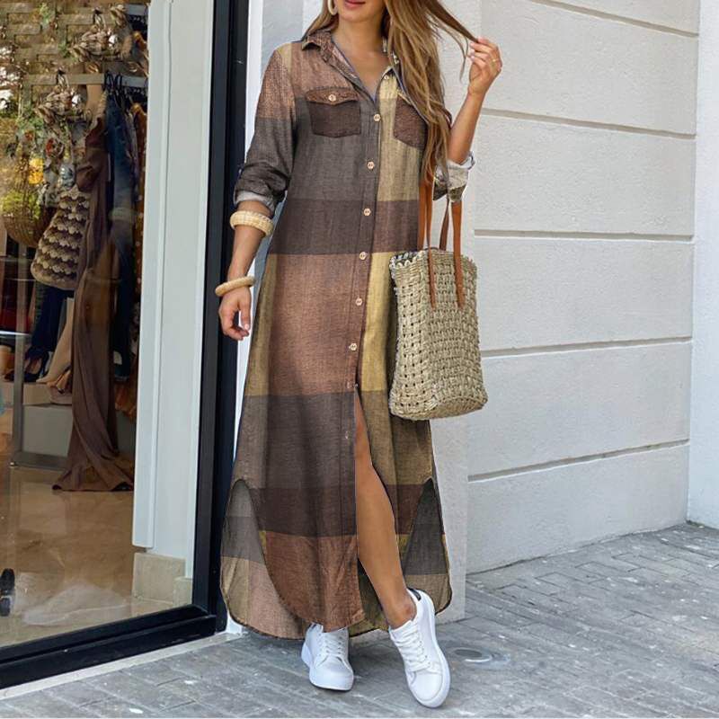 Vestido largo mujer camisero denim degradado con botones - Helena