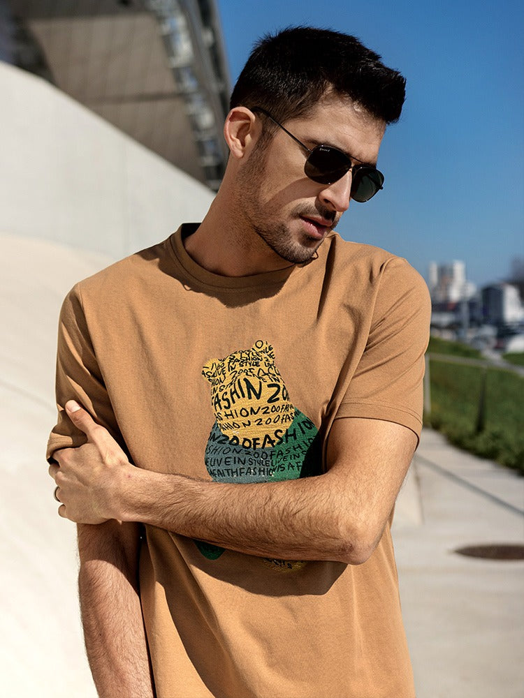 Camiseta hombre algodón estampado gráfico corte recto - Tomás