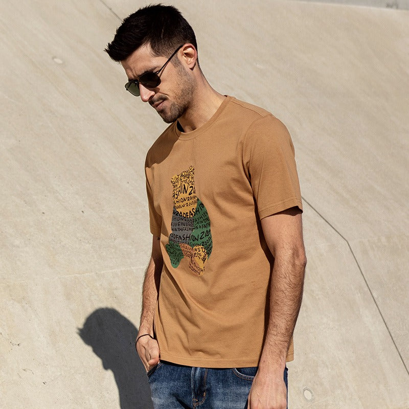 Camiseta hombre algodón estampado gráfico corte recto - Tomás