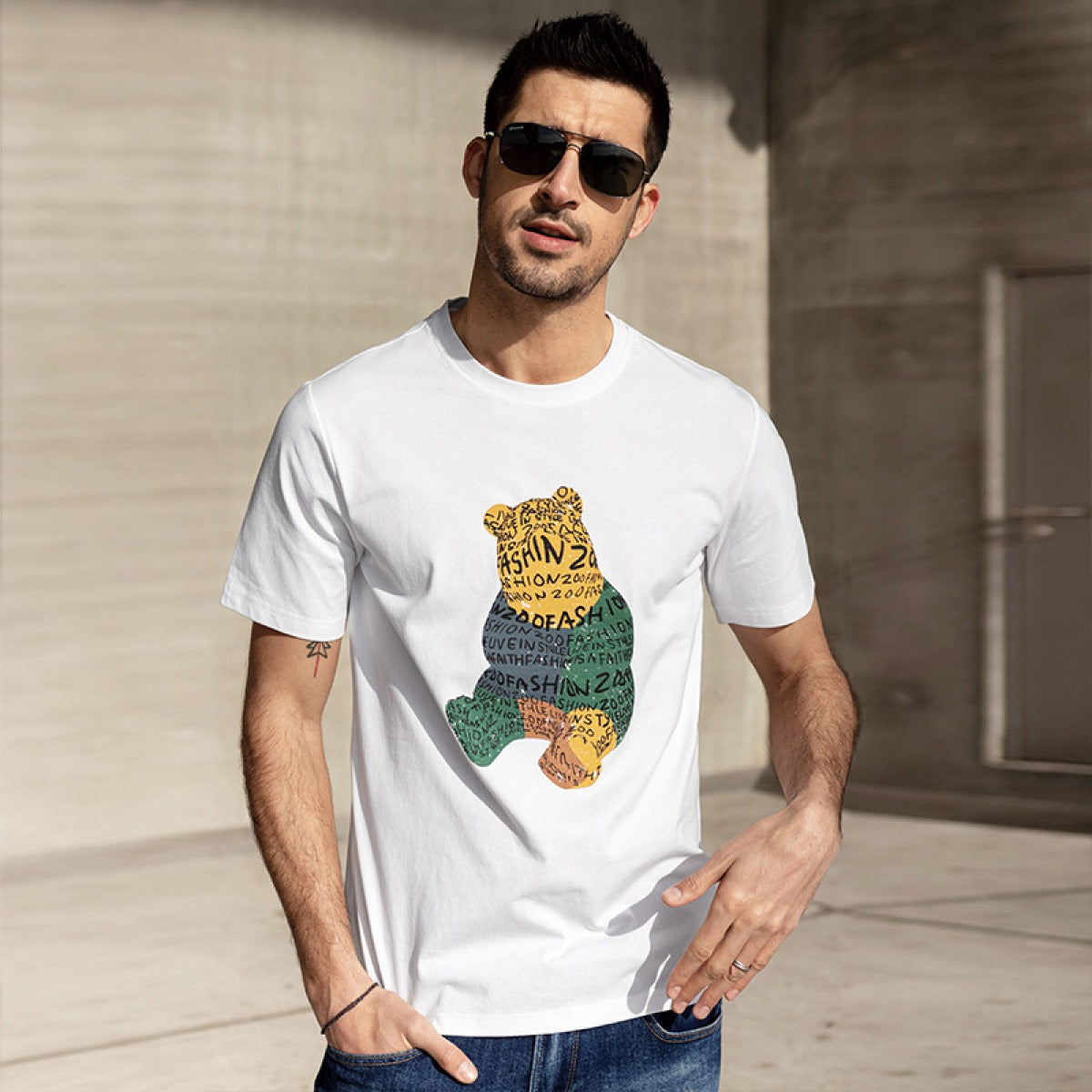 Camiseta hombre algodón estampado gráfico corte recto - Tomás