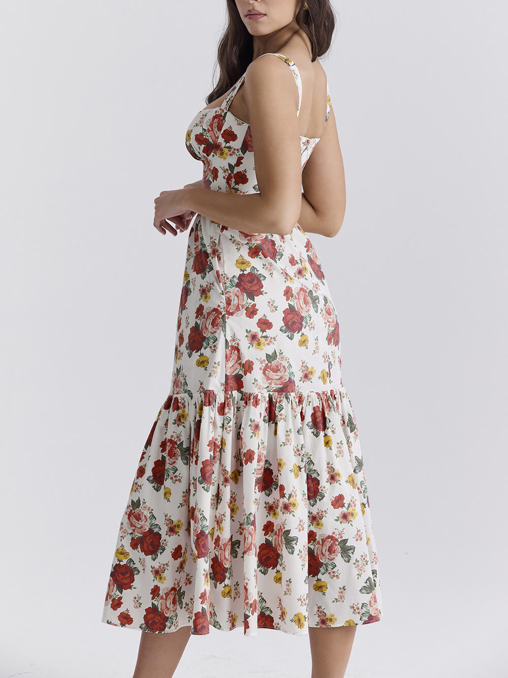 Fryda - Suave vestido floral halter midi