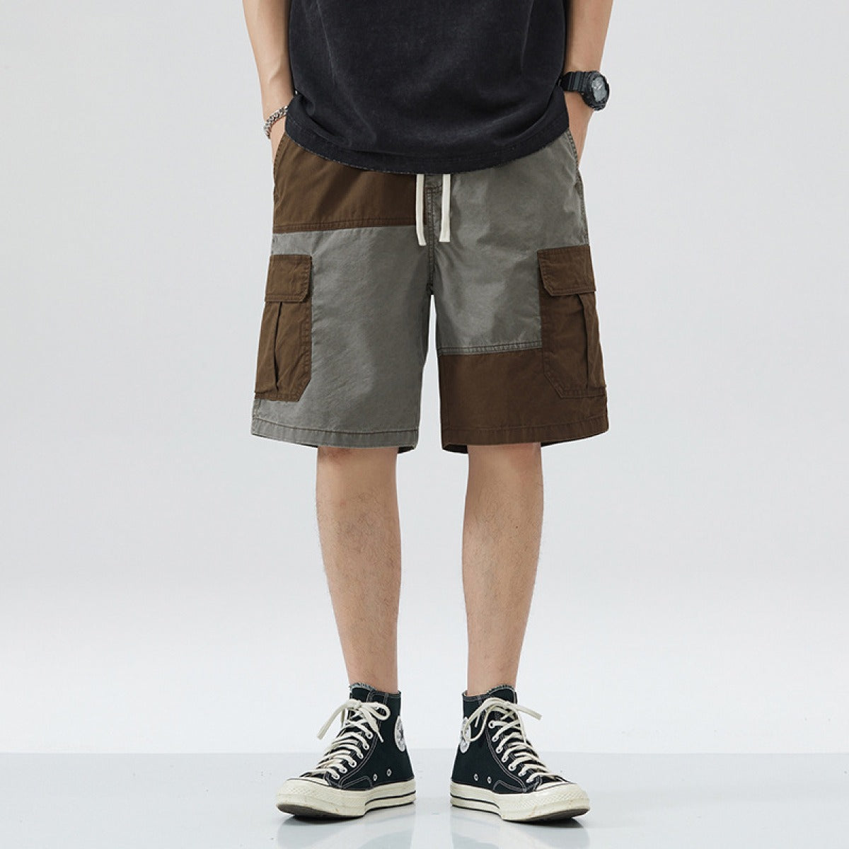 Pantalón corto para hombre bloques de color estilo recto - Elías