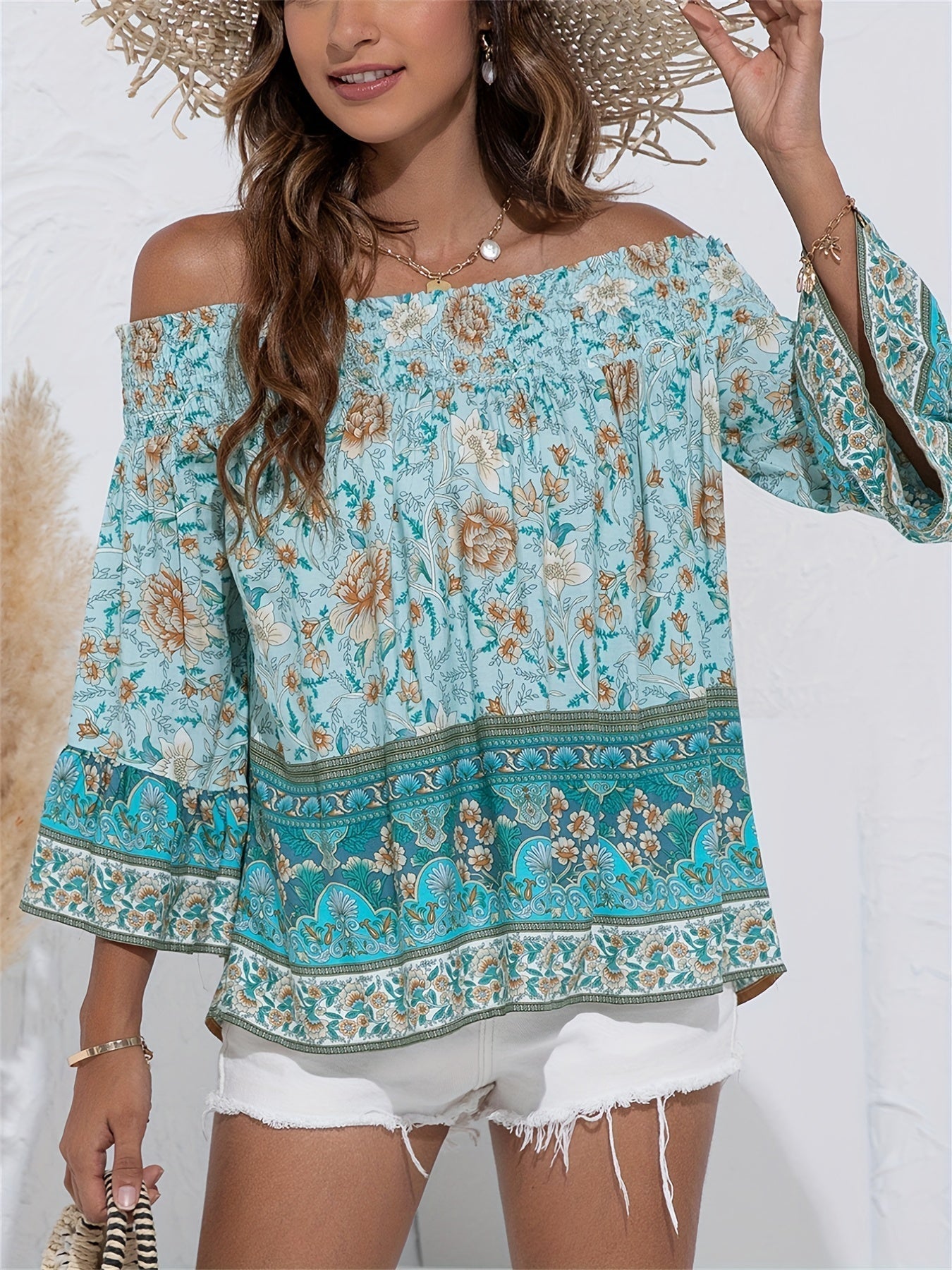 Alina - Blusa con hombros descubiertos y estampado floral para Mujer
