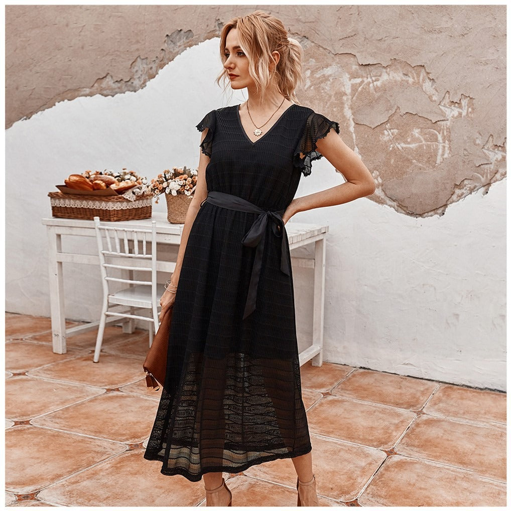 Vestido midi para mujer con gasa texturizada estilo romántico - Juliette