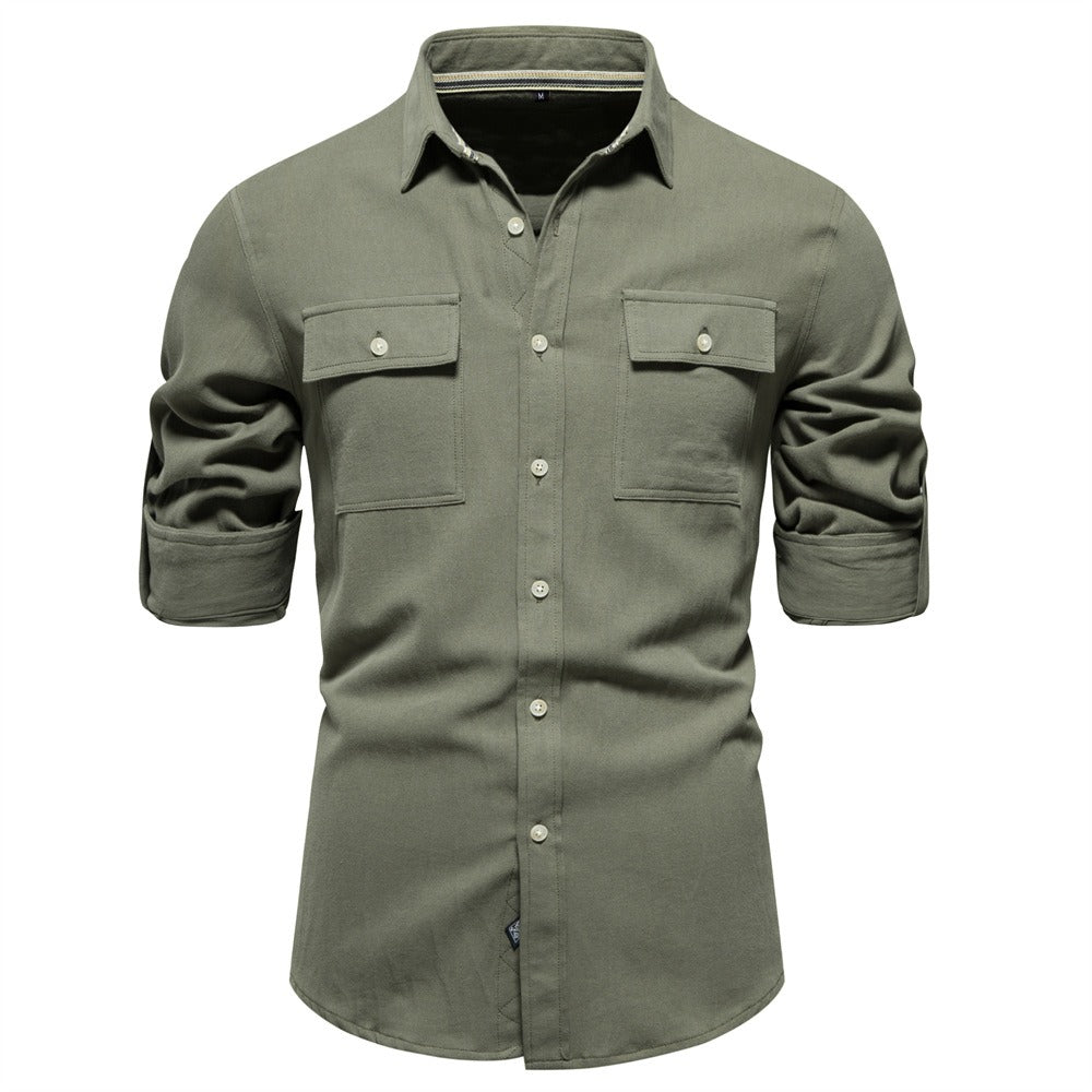 Camisa para hombre de algodón bolsillos frontales estilo casual - Nicolás