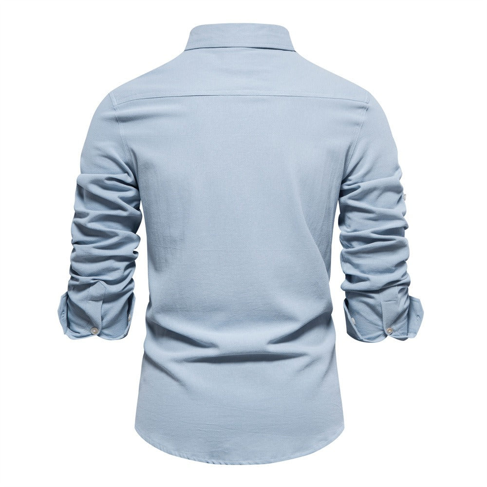 Camisa para hombre de algodón bolsillos frontales estilo casual - Nicolás