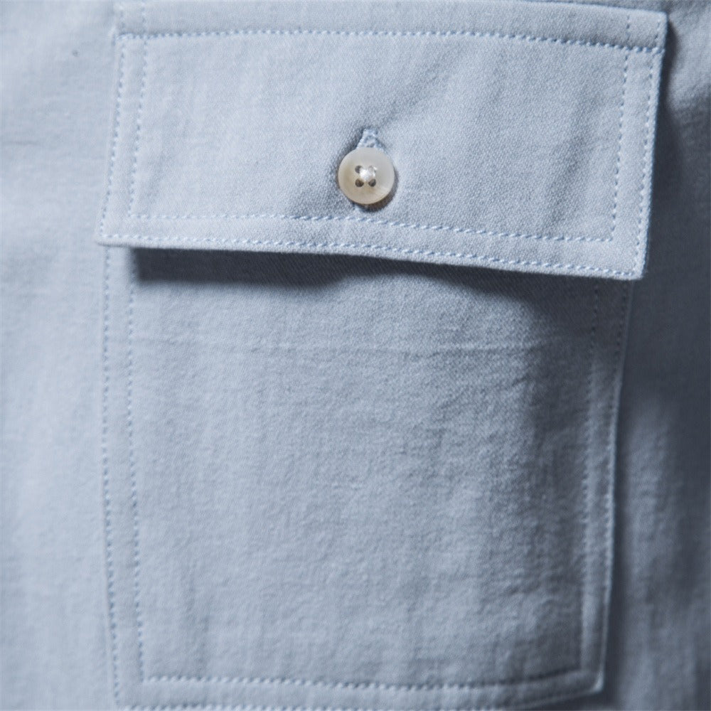 Camisa para hombre de algodón bolsillos frontales estilo casual - Nicolás