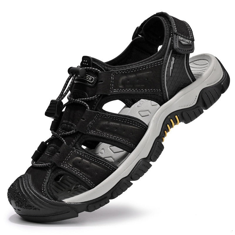 Sandalias outdoor hombre cuero transpirable marrón - Dakar