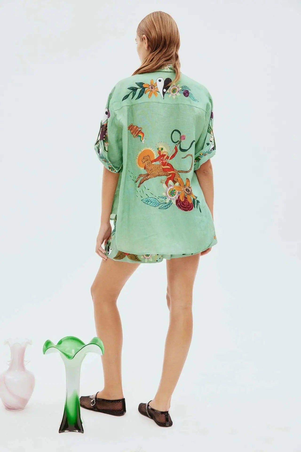 Saray - Conjunto de pantalón corto oversize con estampado floral