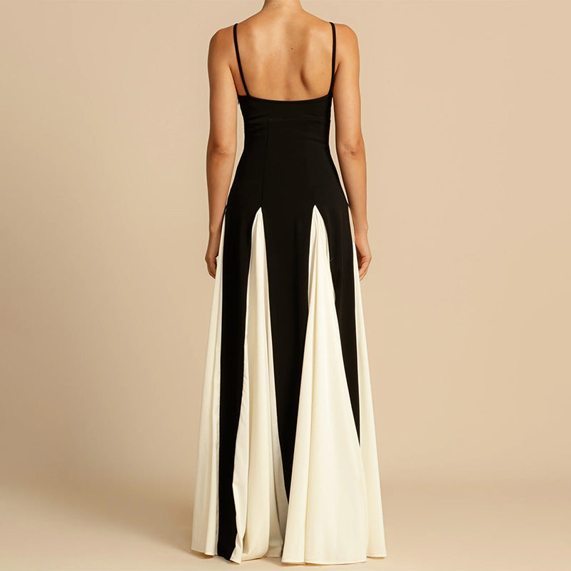 Blanca - Vestido de tirantes de mujer en contraste de colores