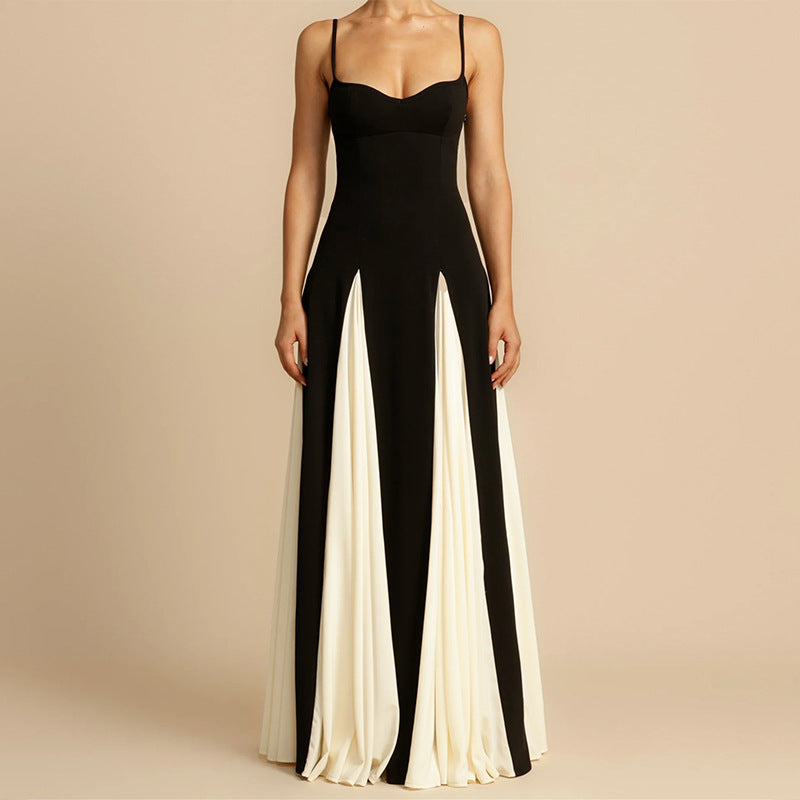 Blanca - Vestido de tirantes de mujer en contraste de colores
