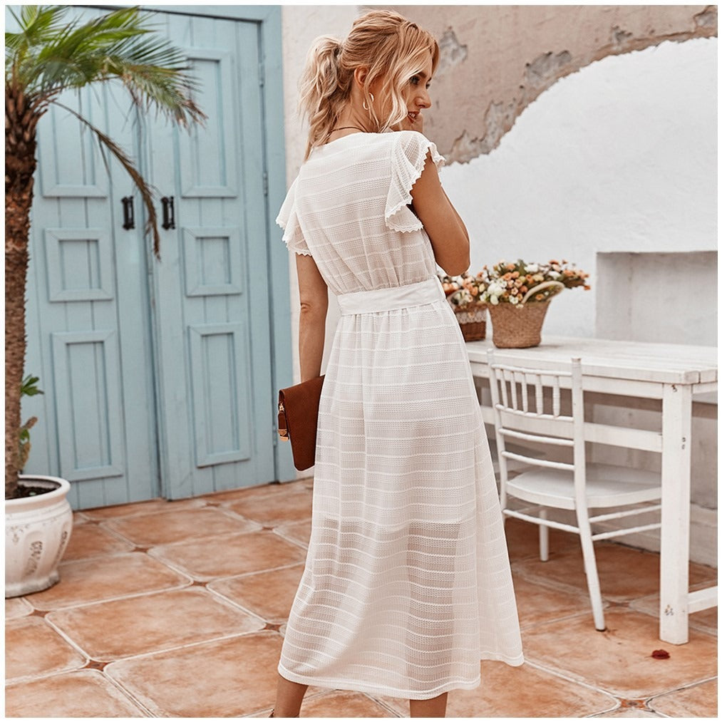 Vestido midi para mujer con gasa texturizada estilo romántico - Juliette