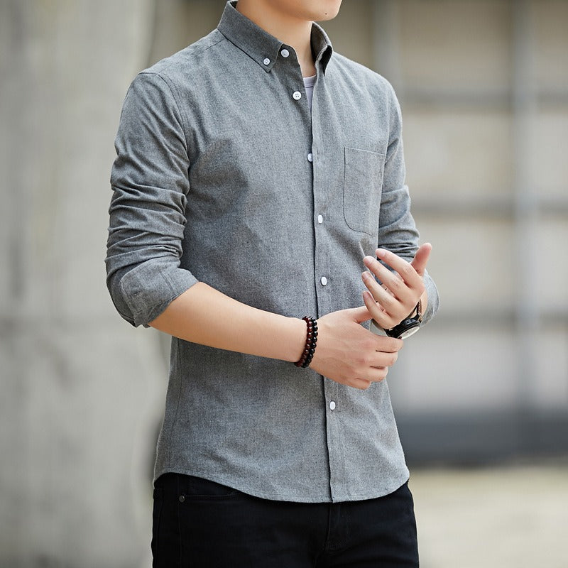 Camisa para hombre de algodón slim fit con bolsillo - Mauro
