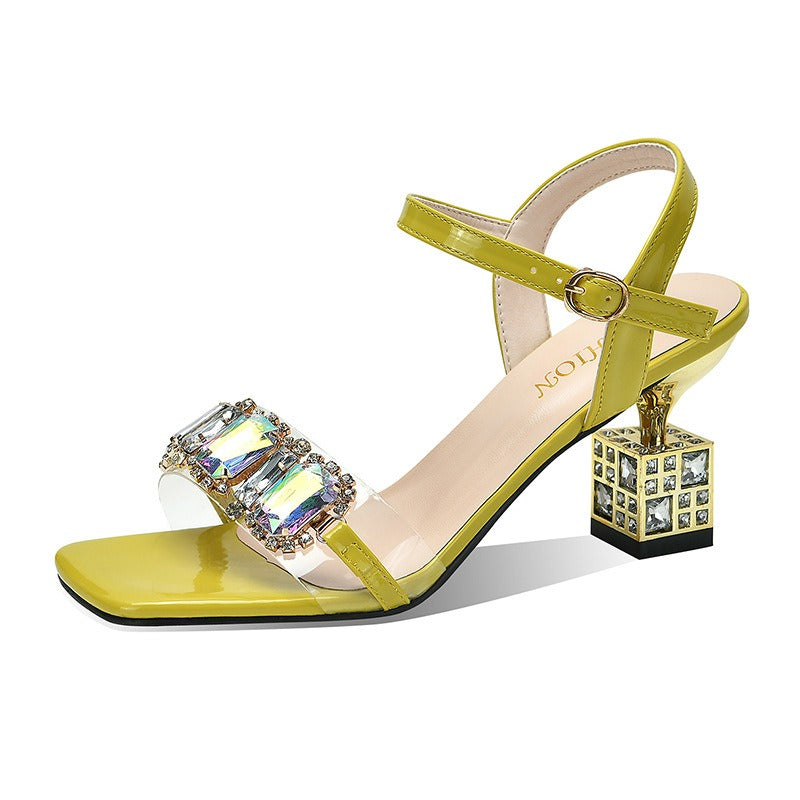 Sandalias mujer tacón decorativo pedrería elegante - Helena