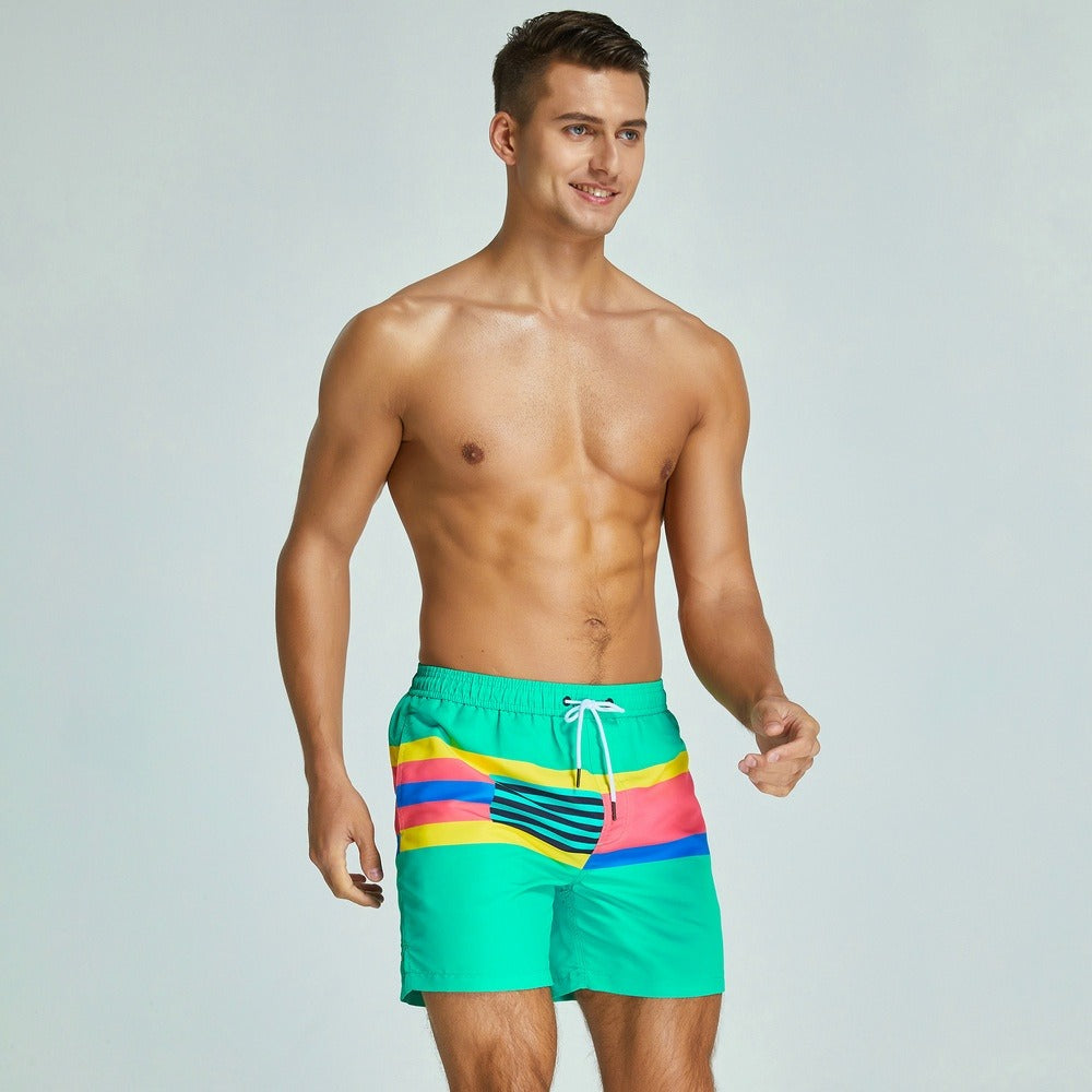 Pantalones cortos para hombre de microfibra con estampado multicolor - Adrián