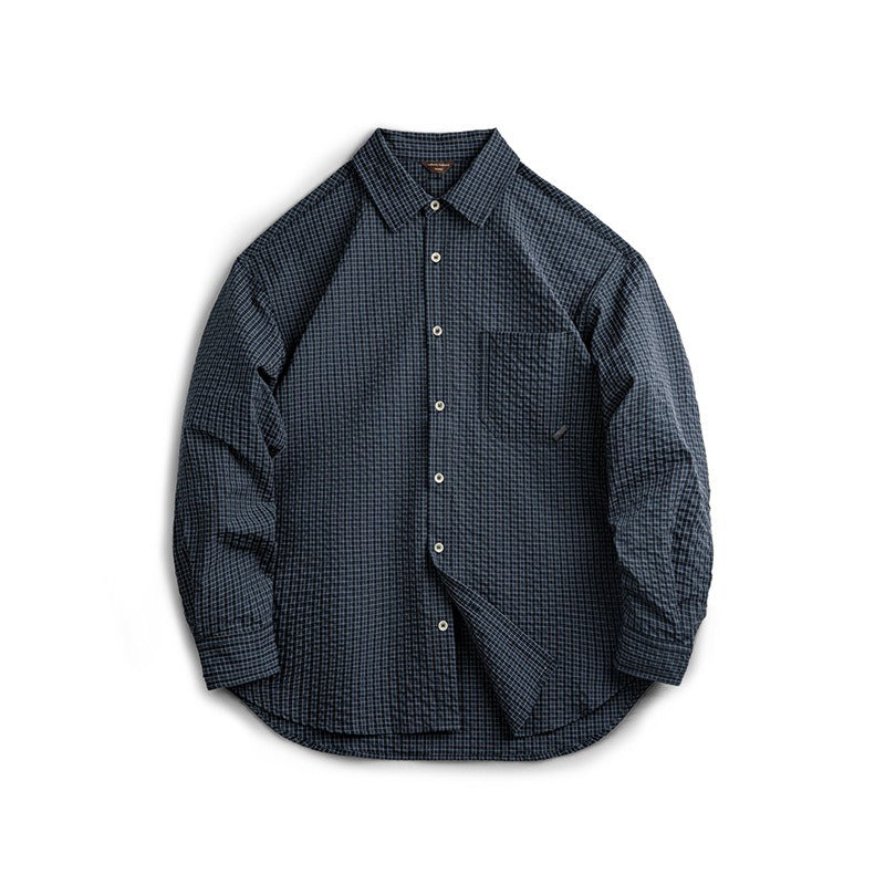 Camisa manga larga hombre algodón con coderas estilo retro - Simón