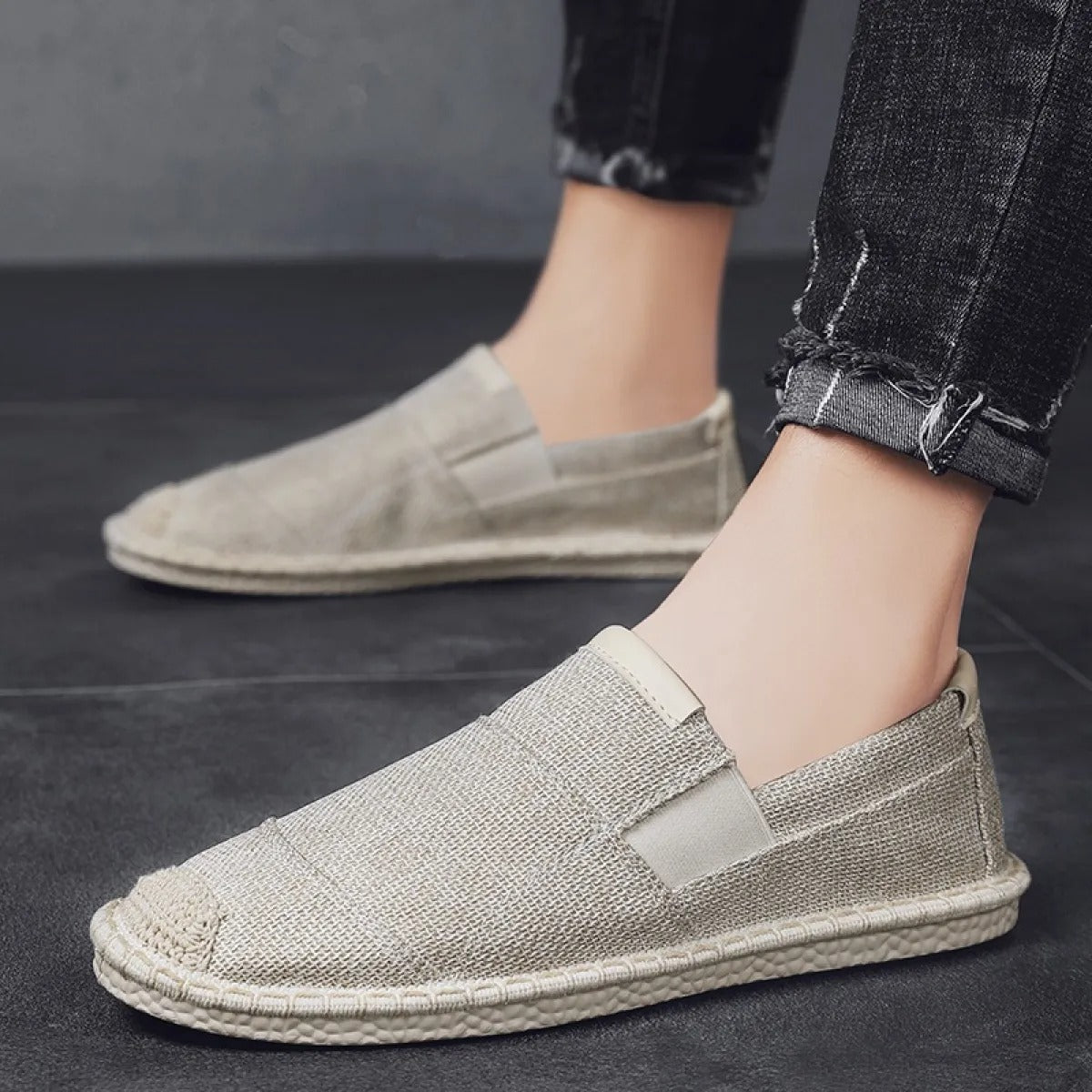 Zapatos casuales hombre lona transpirable gris oscuro - Dorian