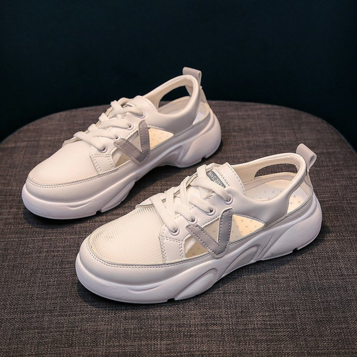 Zapatillas deportivas mujer diseño perforado blanco - Avelyn