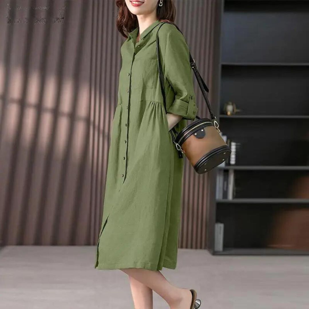 Juliette - Vestido camisero con tapeta de botones y bolsillo en el pecho
