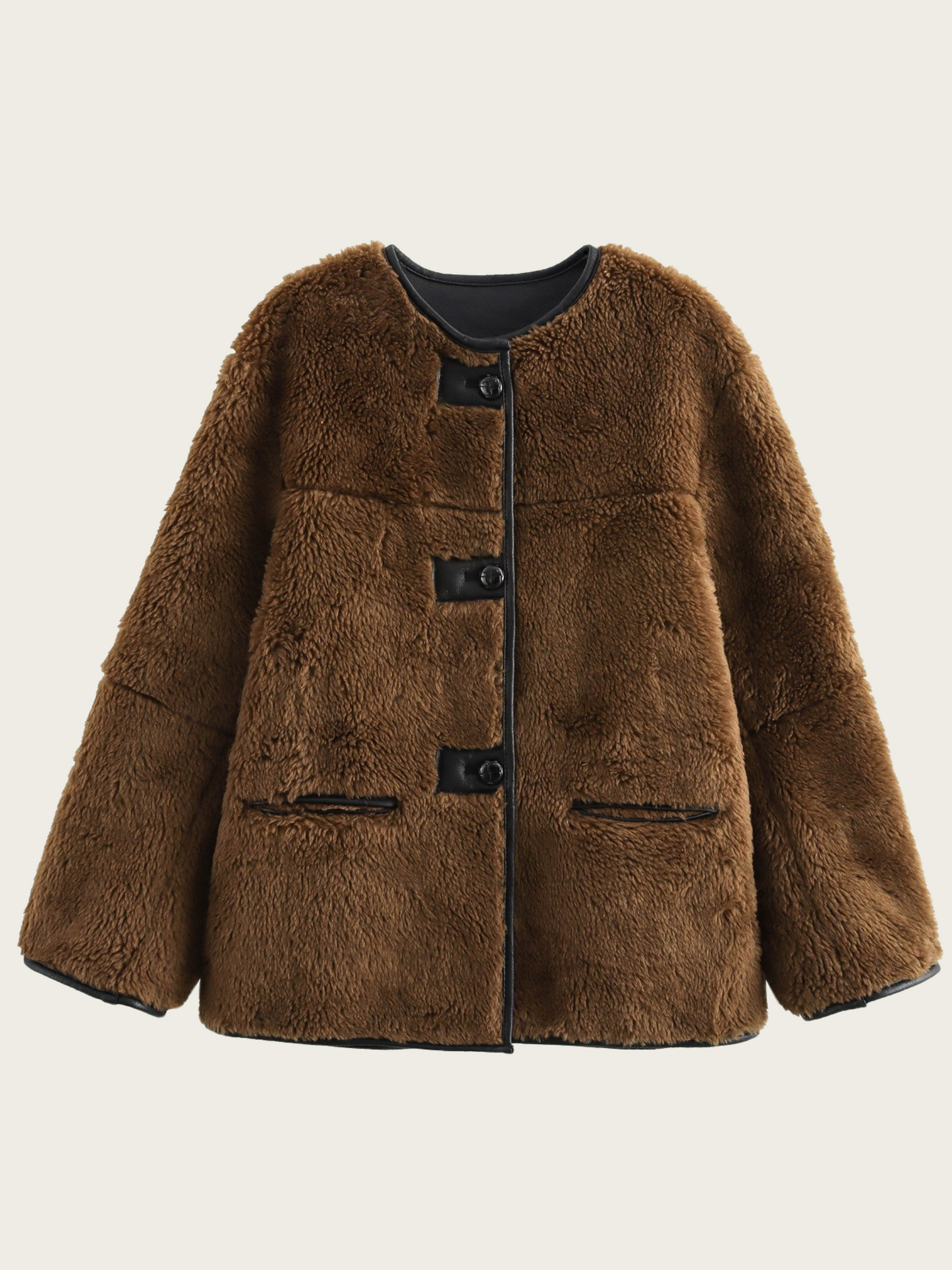 Chaqueta de peluche de mujer con cierre de botones - Agnes