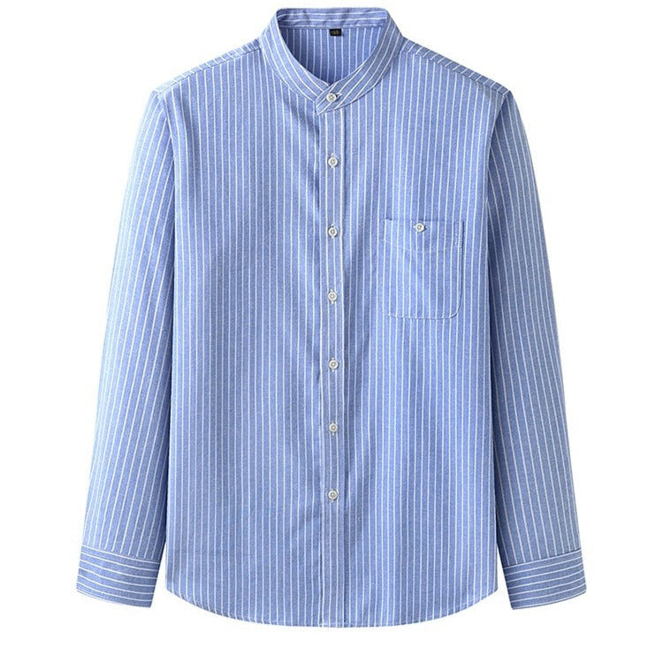 Camisa para hombre de rayas verticales cuello mao estilo casual - Iker