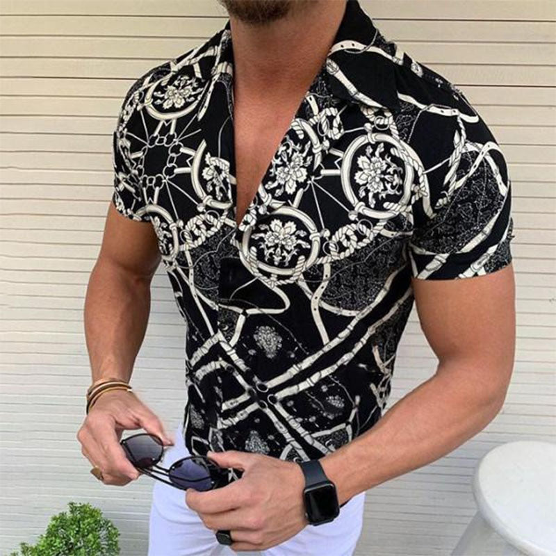 Preciosa camiseta de manga corta para hombre con estampado