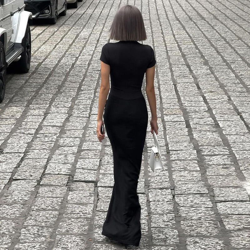 Vestido largo para mujer escote profundo estilo ceñido - Julieta