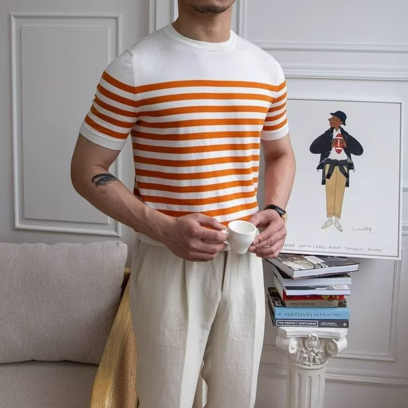 Camiseta para hombre de punto a rayas estilo clásico - Mateo