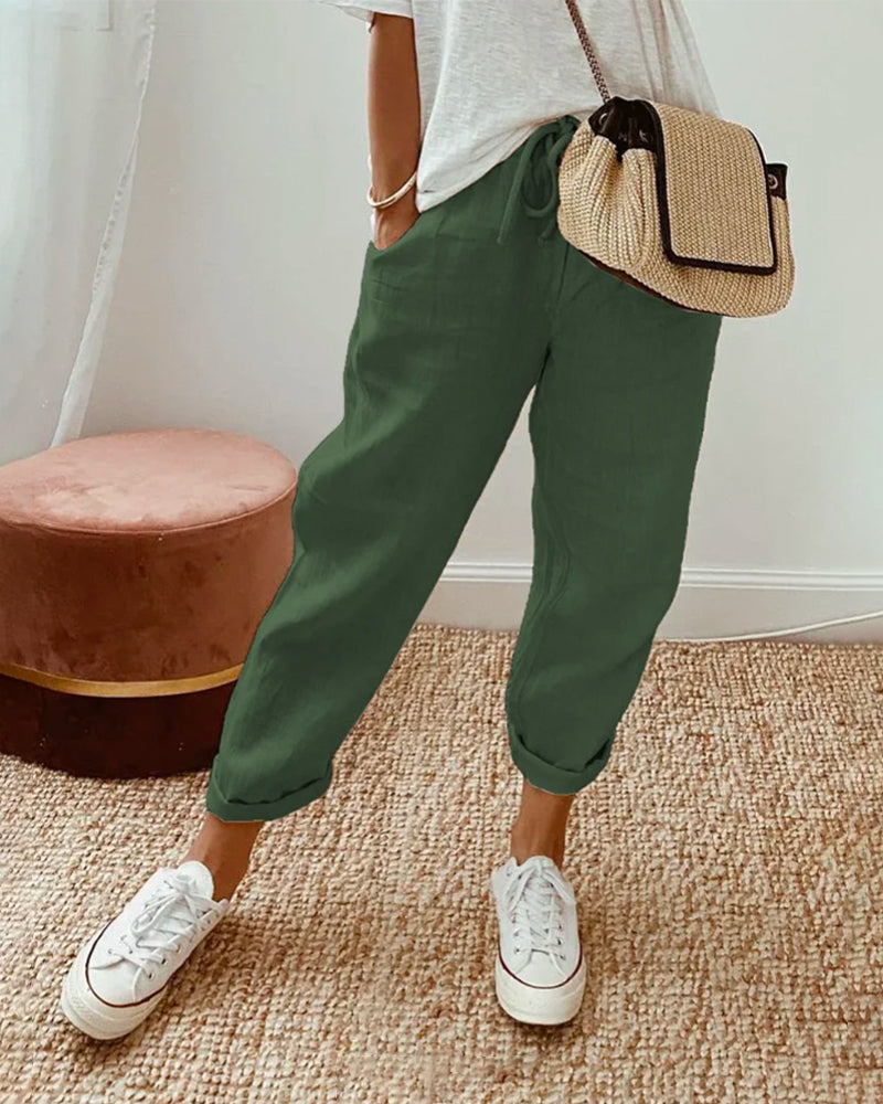 Elena - Pantalones Deportivos De Lino Casuales Y Elegantes