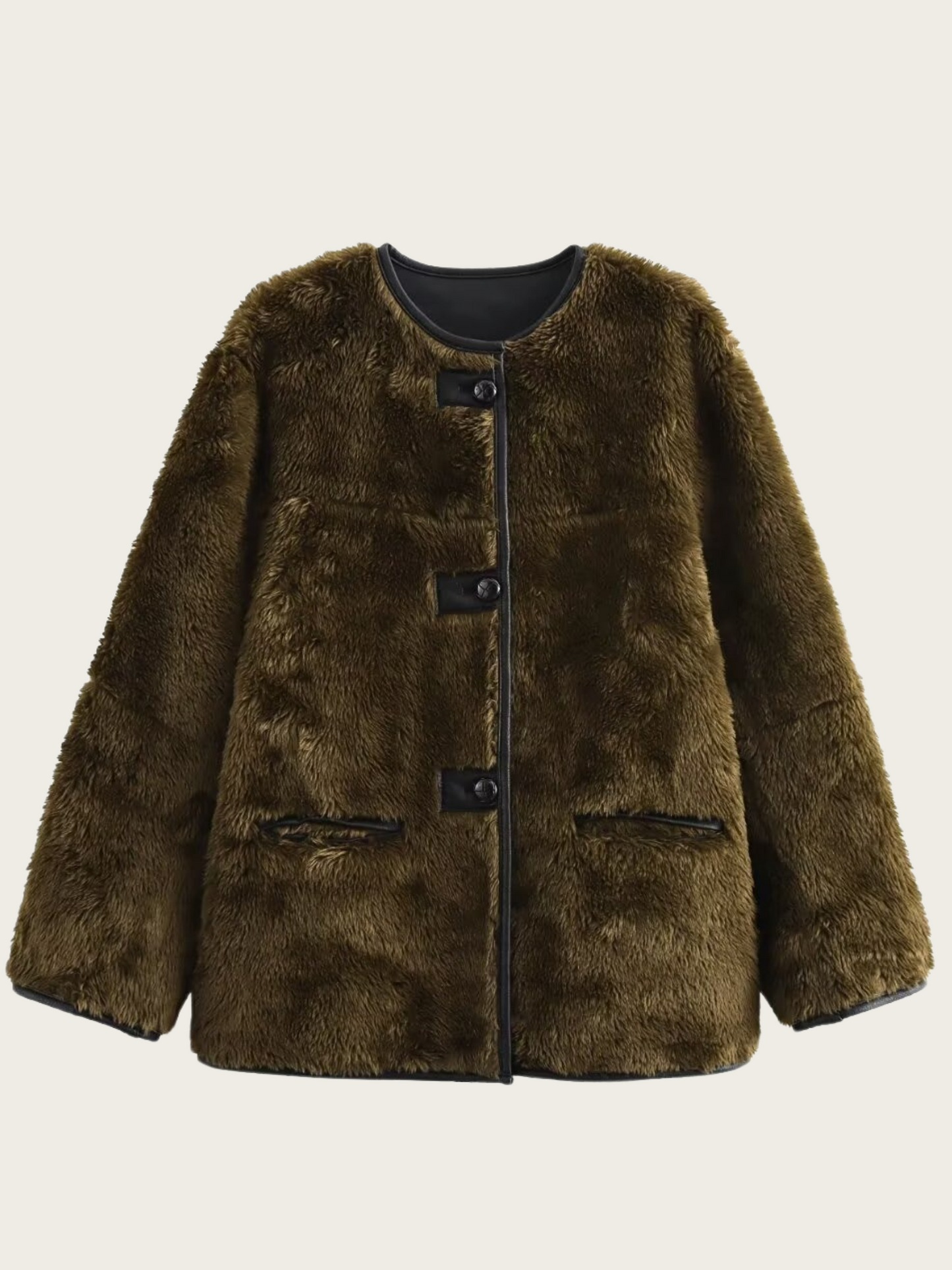 Chaqueta de peluche de mujer con cierre de botones - Agnes