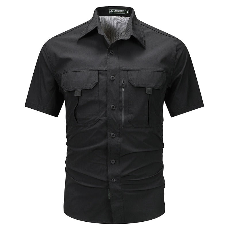 Camisa manga corta hombre poliéster técnico estilo utilitario - Mateo