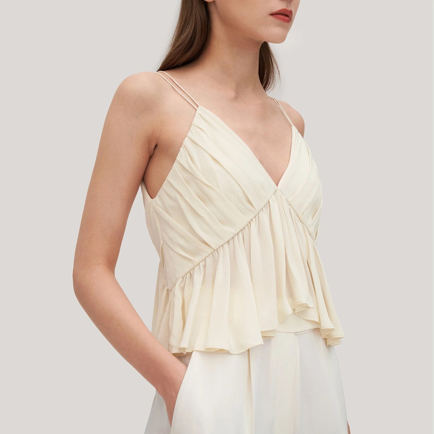 Alossa - Elegante camiseta de tirantes con escote en V