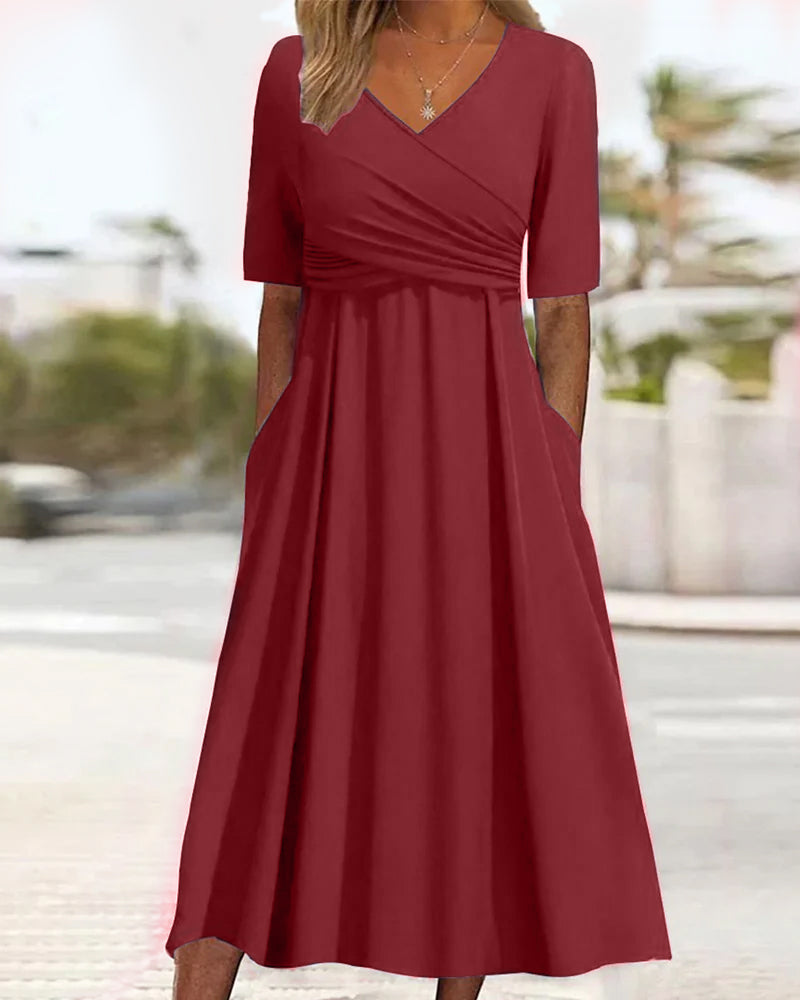 Therese - Vestido cruzado con manga corta