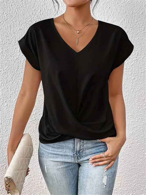 Leslie - Camiseta casual de manga corta para mujer