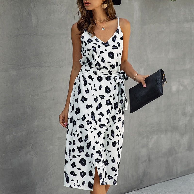Vestido midi mujer estampado animal corte cruzado - Eliana
