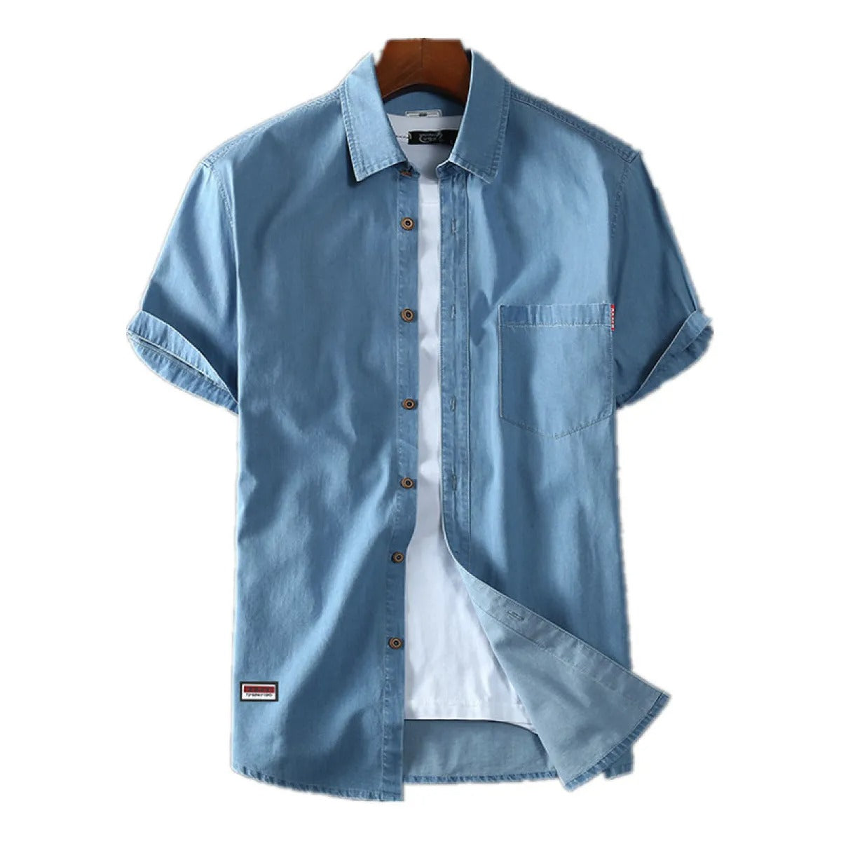 Camisa vaquera hombre manga corta algodón azul - Denver