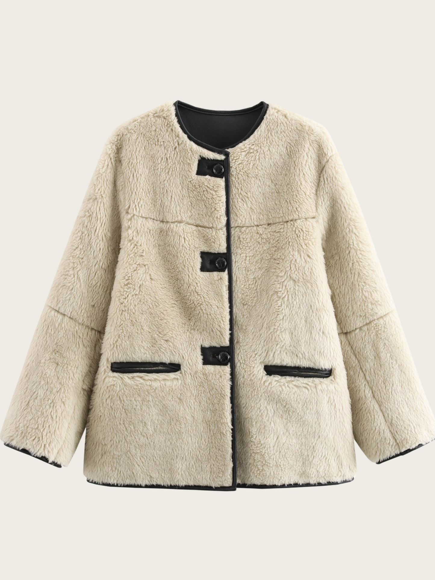 Chaqueta de peluche de mujer con cierre de botones - Agnes
